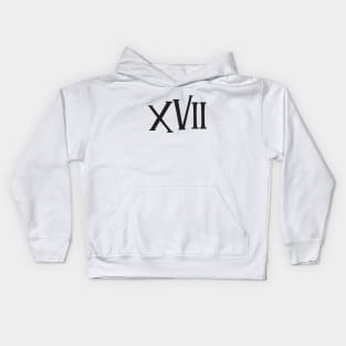 XVII Black Roman Numerals Kids Hoodie